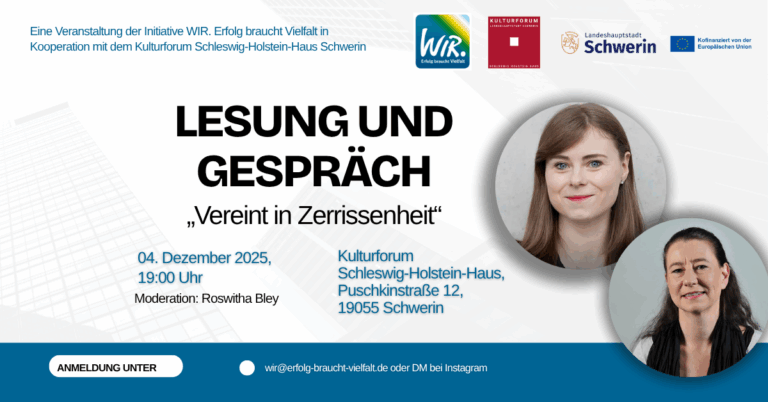 Wie denkt die Generation Z über das Erbe der DDR – und was verbindet sie heute noch mit Ostdeutschland? Nora Zabel stellt am 4. Dezember in Schwerin ihr Buch „Vereint in Zerrissenheit“ vor und spricht mit Anne Drescher und Gästen über Geschichte, Gegenwart und Zukunft zwischen zwei Welten.